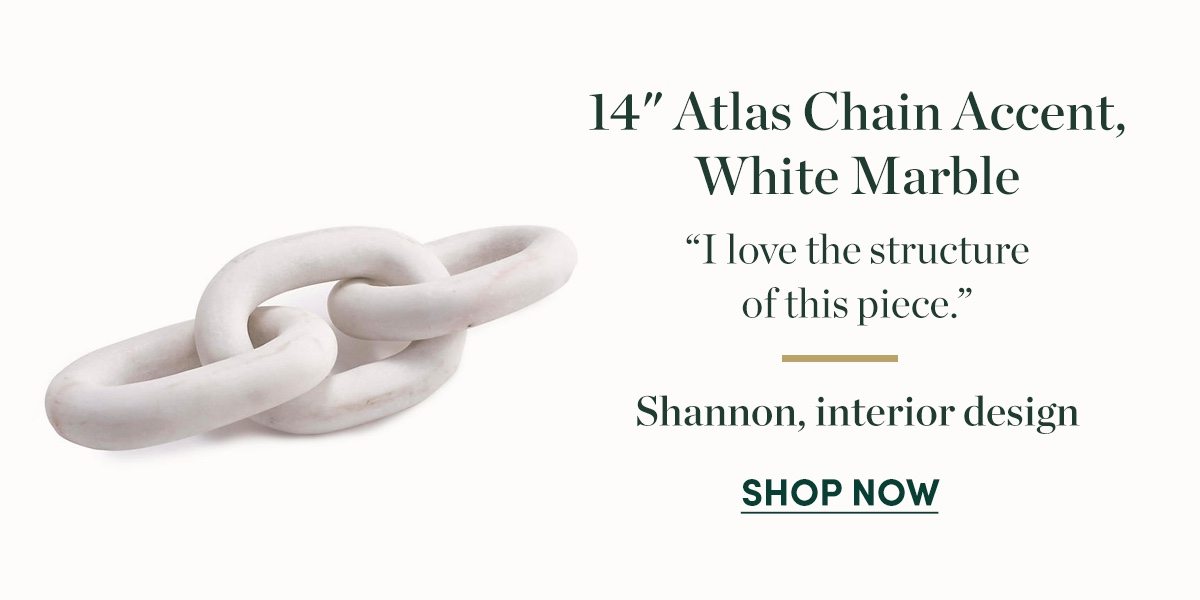 14" Atlas Chain Accent, White Marble