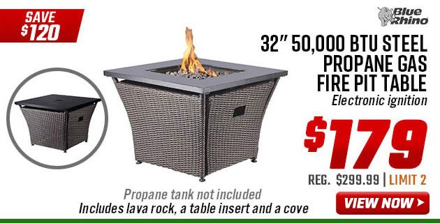 Blue Rhino 32'' 50,000 BTU Steel Propane Gas Fire Pit Table