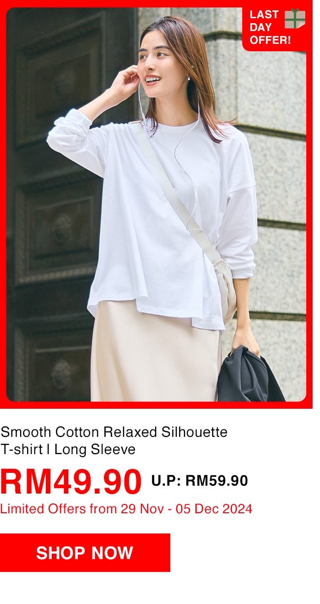 Smooth Cotton Relaxed Silhouette T-shirt | Long Sleeve