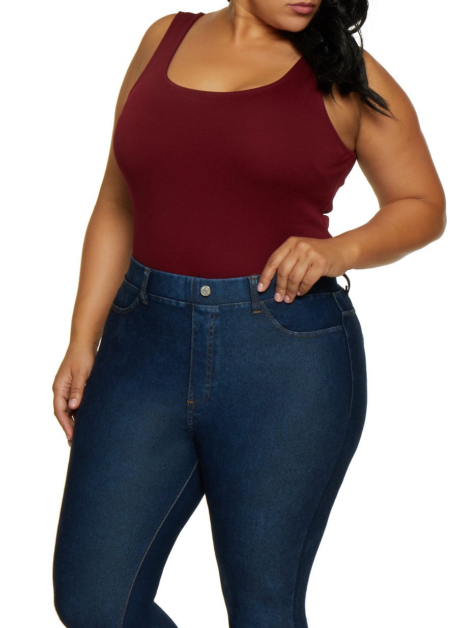 Plus Size Sleeveless Ponte Knit Bodysuit