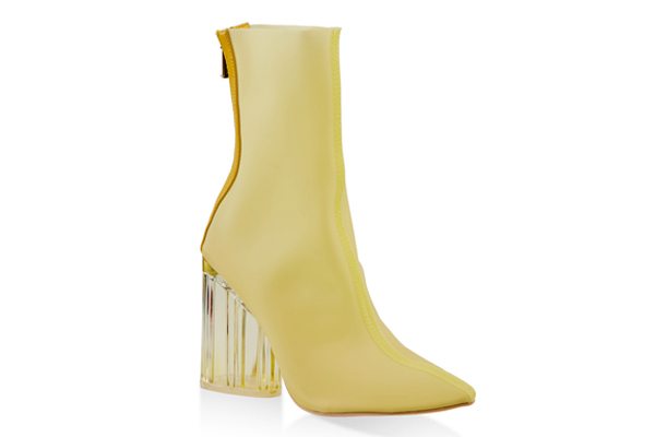 Lucite Block Heel Booties