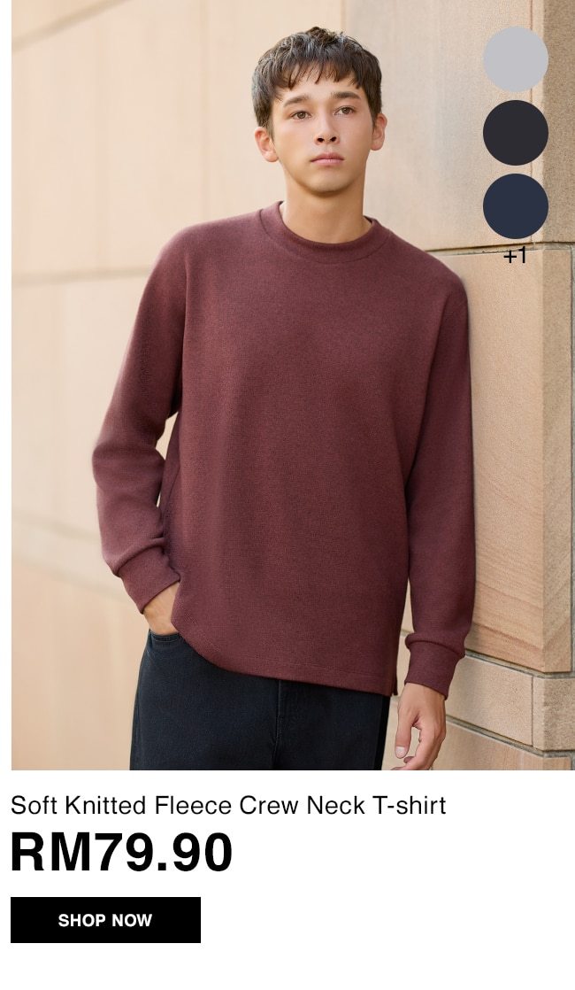 Soft Knitted Fleece Crew Neck T-shirt