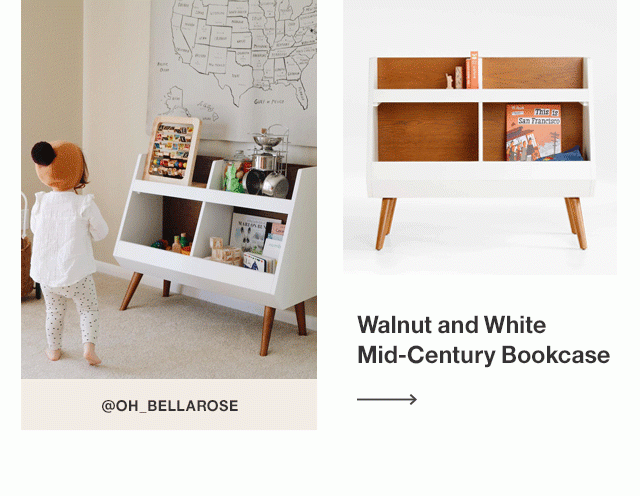 Walnut and White Mid-Century Bookcase