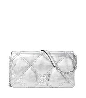 Tory Burch Kira Metallic Diamond Quilt Chain Wallet Crossbody