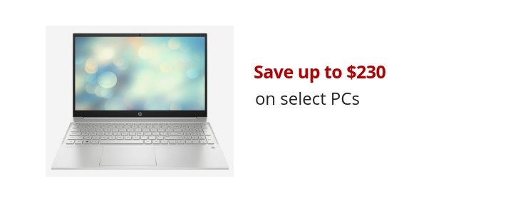 Save up to $230 on select PCs