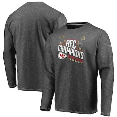 Kansas City Chiefs NFL Pro Line by Fanatics Branded 2019 AFC Champions Trophy Collection Locker Room Long Sleeve T-Shirt - Heather Charcoal