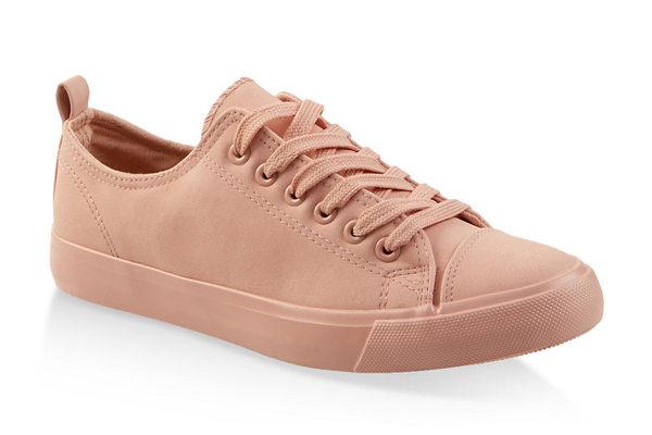 Faux Leather Lace Up Tennis Sneakers