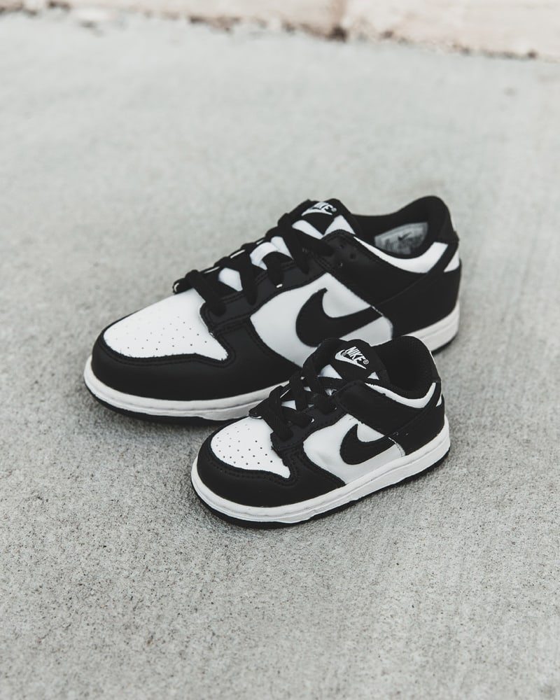 infant black and white dunks