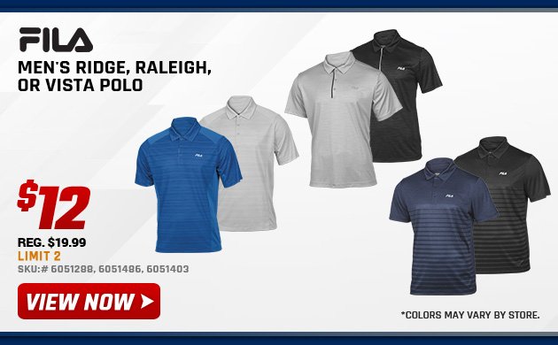 FILA Men's Ridge, Raleigh, or Vista Polo