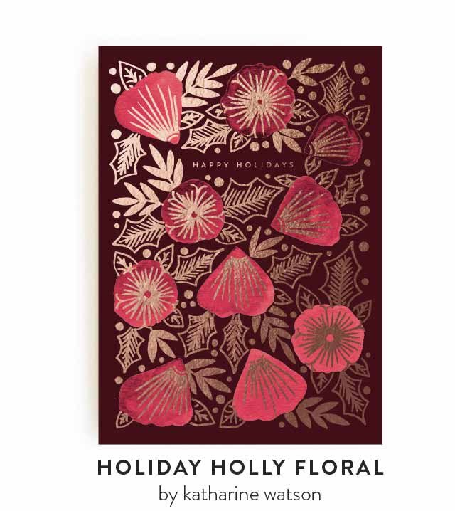 Holiday Holly Floral by Katharine Watson