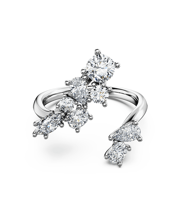 Galaxy bypass ring, Laboratory grown diamonds 1.25 ct tw, 14K white gold