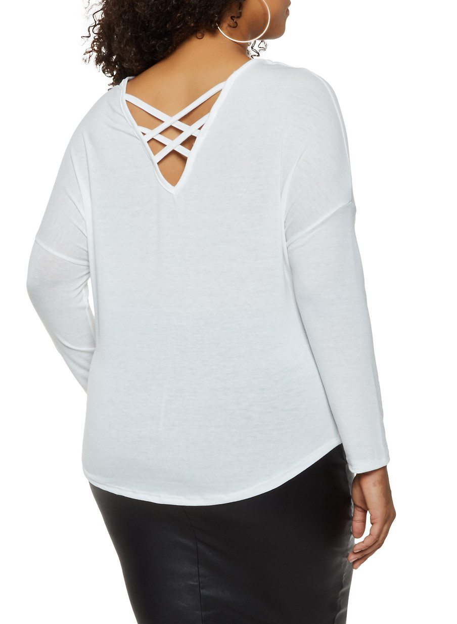 Plus Size Caged Back Top