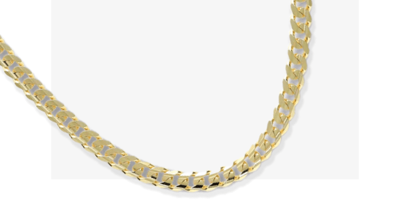 Curb Chain Necklace Solid 14K Yellow Gold 24''