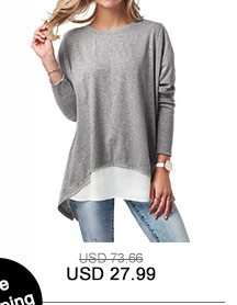 Long Sleeve Button Back Patchwork T Shirt