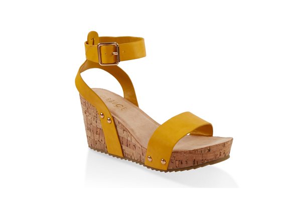 Ankle Strap Cork Wedge Sandals