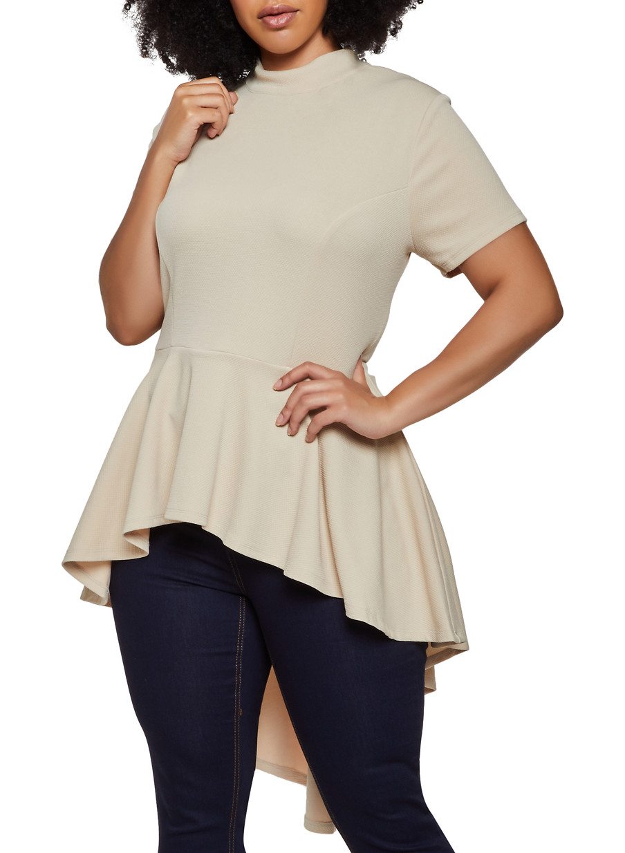 Plus Size High Low Textured Knit Top