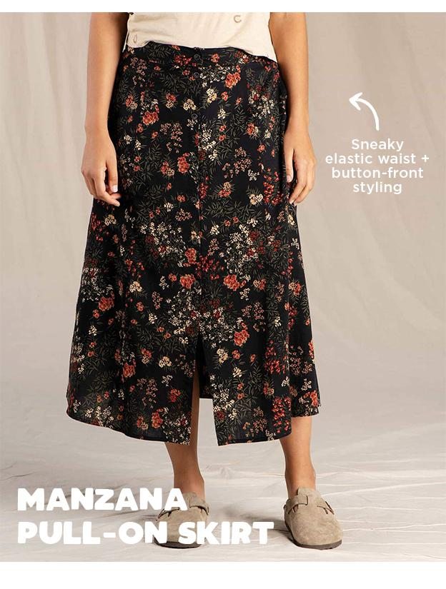 Manzana Pull On Skirt in Black Floral