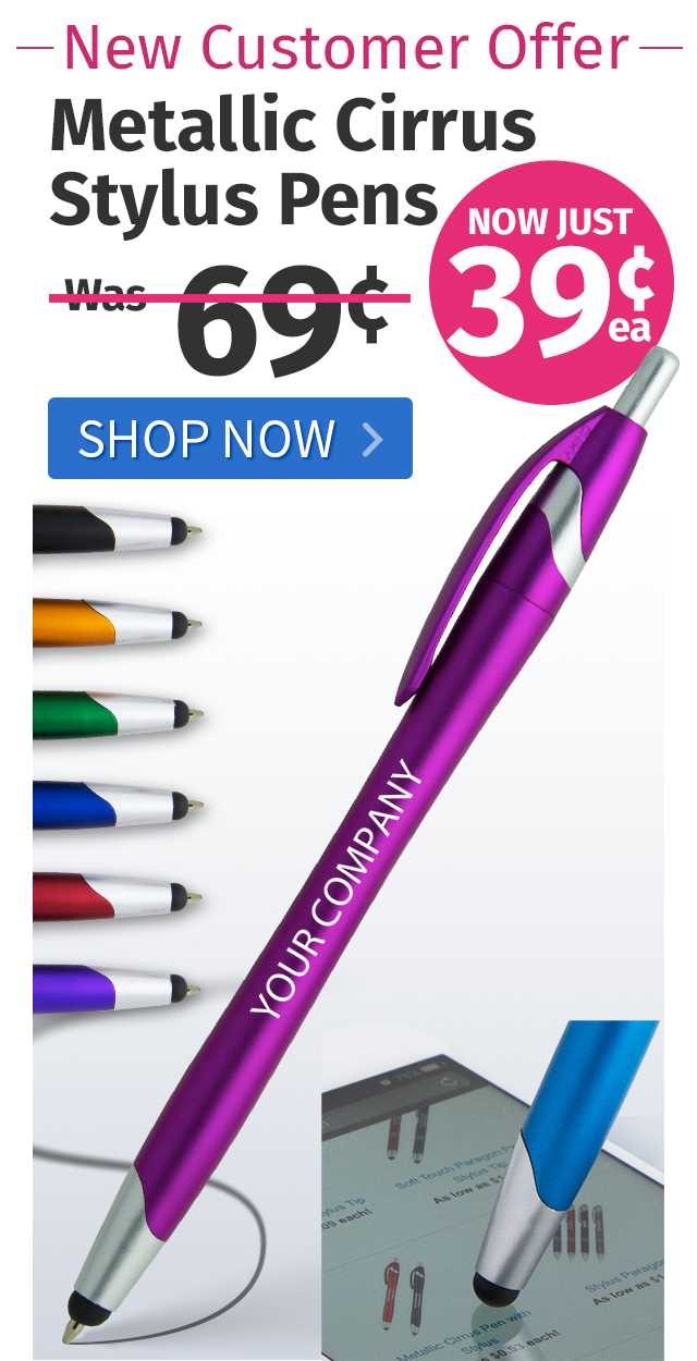 Metallic Cirrus Stylus Pens for only 39¢ each!