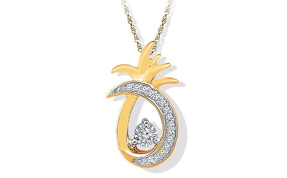 10K Yellow Gold Diamond Pineapple Necklace