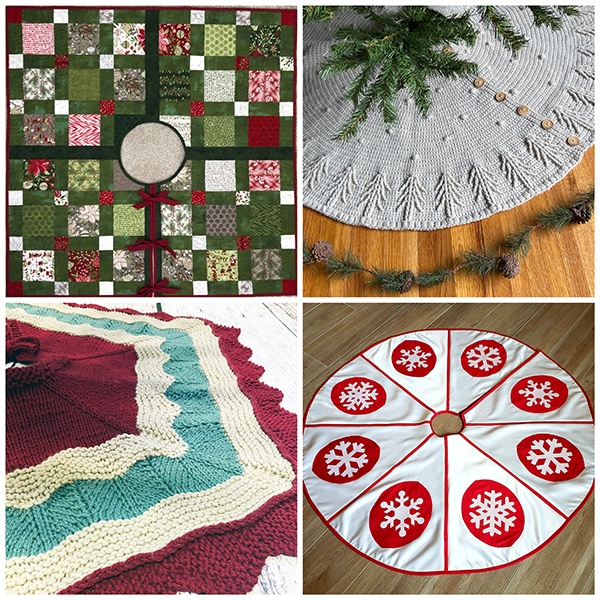 Four different Christmas Tree Skirt Patterns!