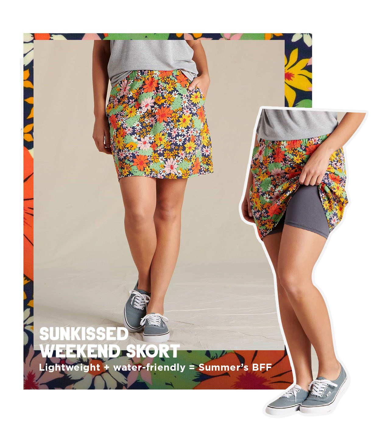 Sunkissed Weekend Skort in True Navy Multi Print