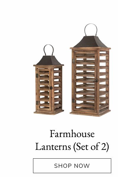 Set of 2 Farmhouse Natural Wooden Shutter Lanterns | SHOP NOW