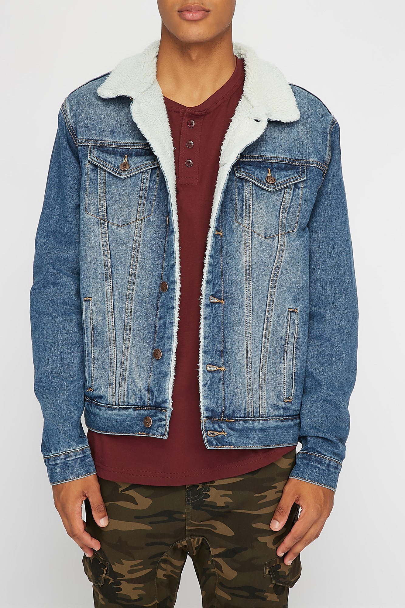 Image of West49 Mens Sherpa-lined Denim Jacket