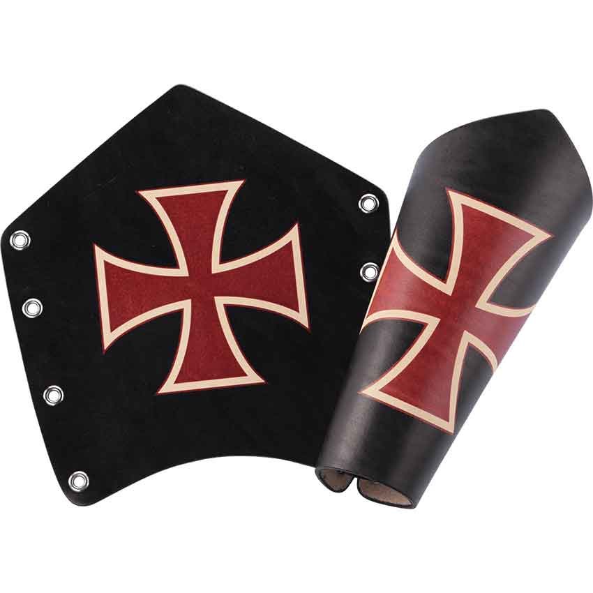 Image of Crusader Cross Leather Arm Bracers