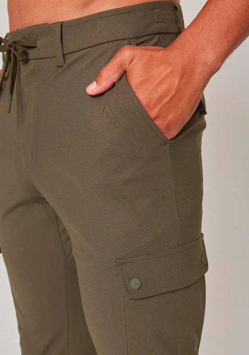 Limitless Recycled Polyester Warp Knit Slim Leg Cargo Pant