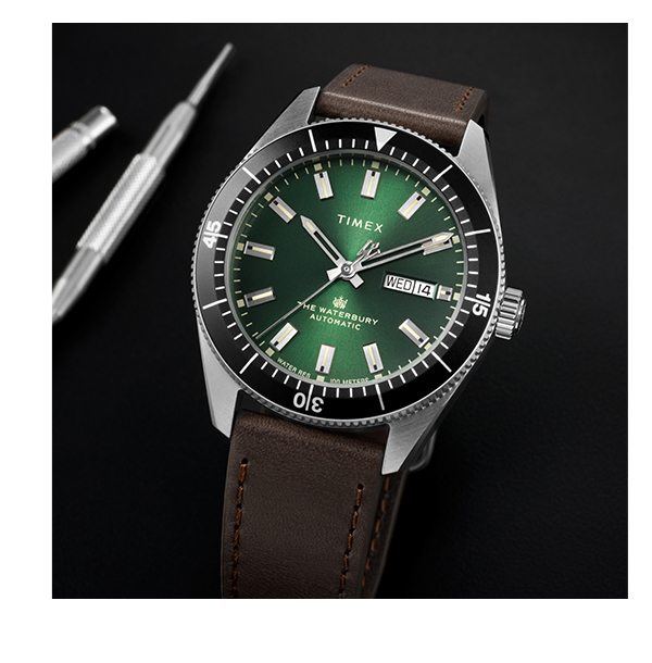 Waterbury Dive Automatic 40mm Leather Strap Watch