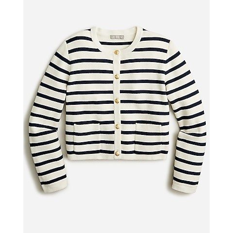 Emilie patch-pocket sweater lady jacket in stripe