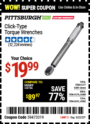 1/2 In. Drive Click Type Torque Wrench