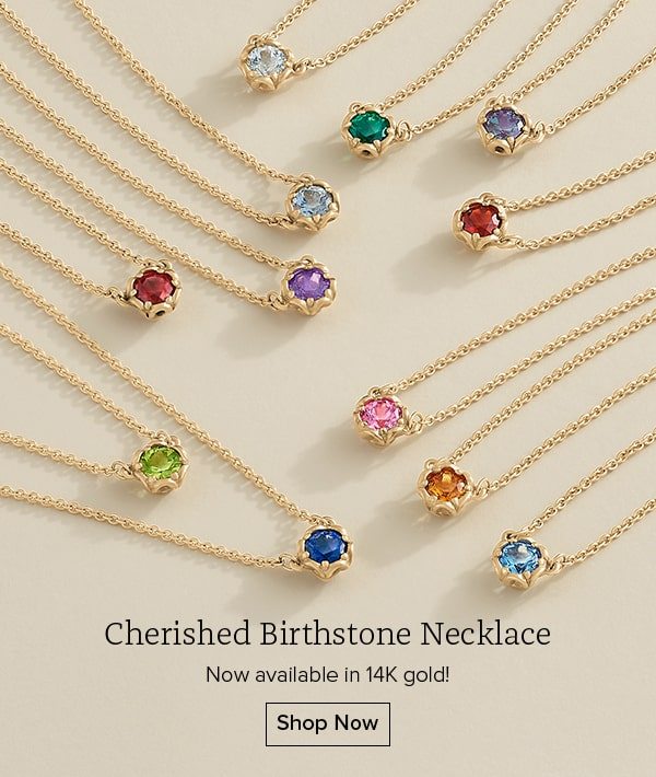 Cherished Birthstone Necklace - Now available in 14K gold! Shop Now