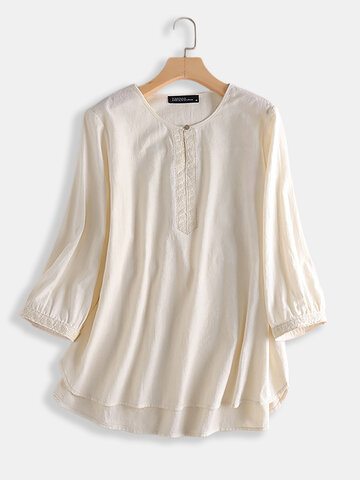 Embroidery 3/4 Sleeve Blouse 