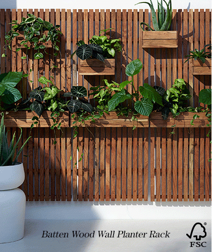 batten wood wall planter rack
