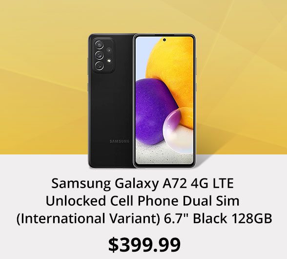 Samsung Galaxy A72 4G LTE Unlocked Cell Phone Dual Sim (International Variant) 6.7" Black 128GB