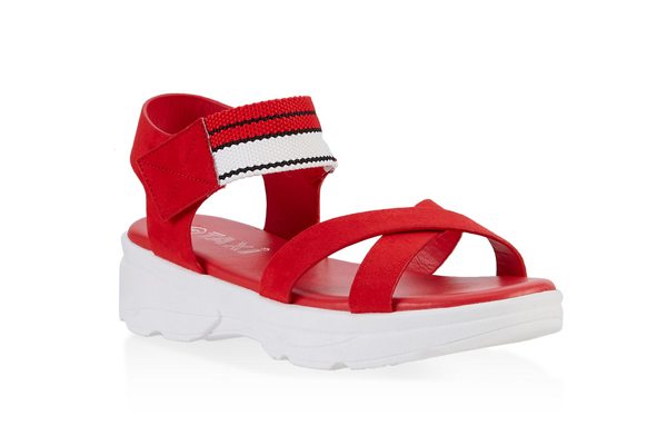 Striped Velcro Strap Sporty Sandals