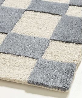 Imperfect Checkerboard Wool Smoke Blue Area Rug