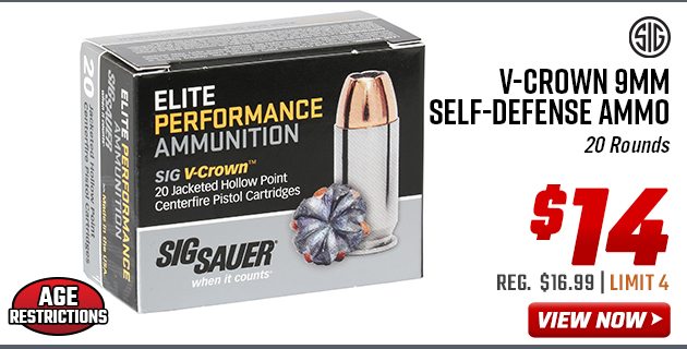 Sig Sauer V-Crown 9mm Self-Defense Ammo | 20 Rounds