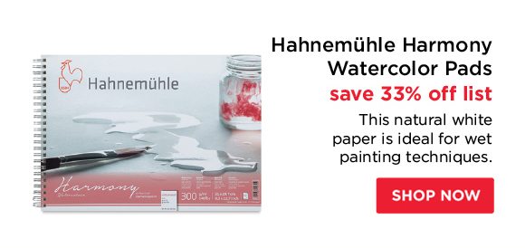 Hahnemühle Harmony Watercolor Pads - save 33% off list - This natural white paper is ideal for wet painting techniques.