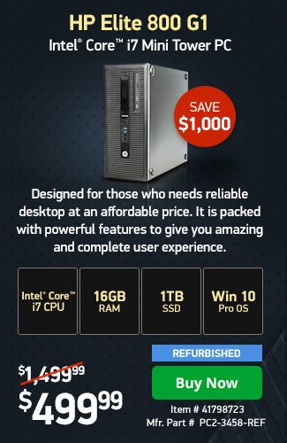HP Elite 800 G1 i7 16GB 1TB SSD w/ 1yr Warranty | 41798723 | Shop Now