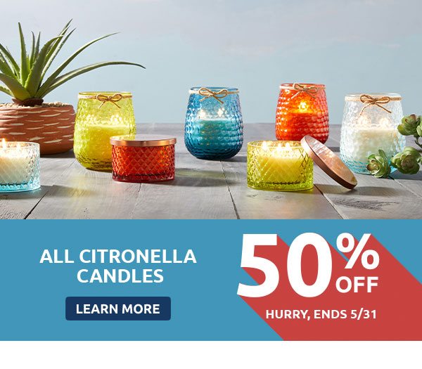 All Citronella Candles - 50% Off
