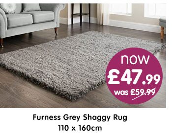 Furness Grey Shaggy Rug 110 x 160cm