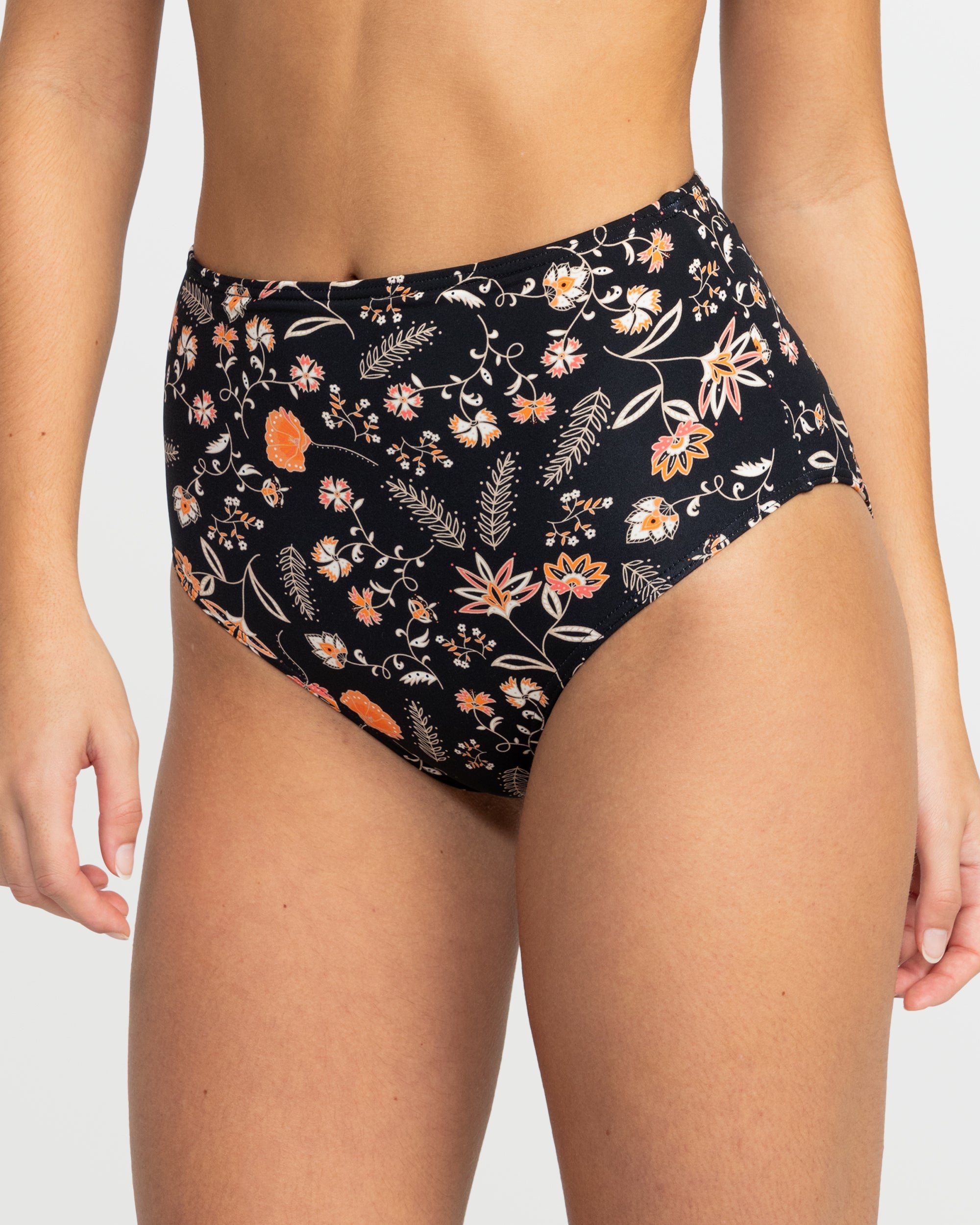 Image of Kerala High Waist Hipster Bikini Bottom - Anthracite Kerala Border