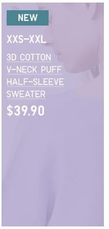 BODY1 PDP10 - 3D COTTON V-NECK PUFF HALF-SLEEVE SWEATER