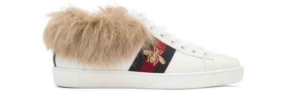 Gucci - White New Ace Fur Sneakers
