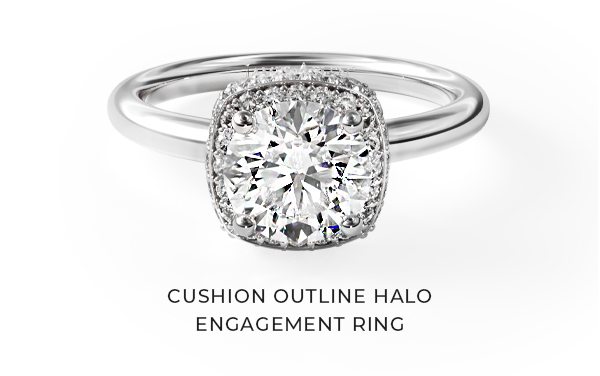 Cushion Outline Halo Engagement Ring