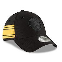 Men's Pittsburgh Steelers New Era Black 2018 NFL Sideline Color Rush Official 39THIRTY Flex Hat