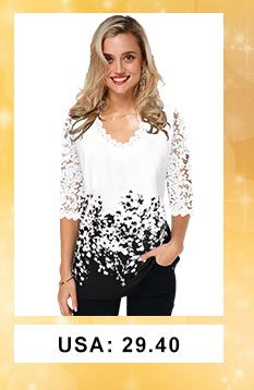 Lace Detail Floral Print Contrast Panel T Shirt 