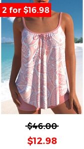 Bowknot Paisley Print Pink Tankini Top